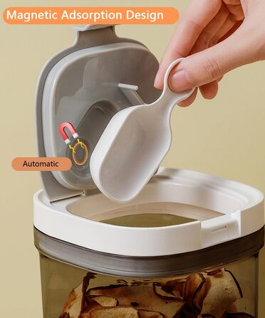 Герметичні контейнери для зберігання з кришками, контейнери типу шейкера з ложками, контейнери для зберігання сухих продуктів, кухонне приладдя, таке як крупи, борошно, кава, кавові зерна, та кавові коробки для дорослих, набір з 3 предметів (3 шт.) 1 x 18