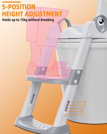 Дитяче сидіння для унітазу зі сходами, дитяче сидіння для унітазу для хлопчиків і дівчаток, регулюється по висоті і складається, д