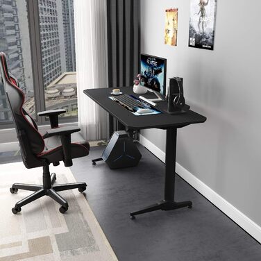 Ігровий стіл SogesHome 140 см, комп&39ютерний стіл у Т-подібній формі, ігровий стіл для ПК з килимком для миші, підставкою для склянок та гачком для навушників, офісний стіл, ергономічний ігровий стіл