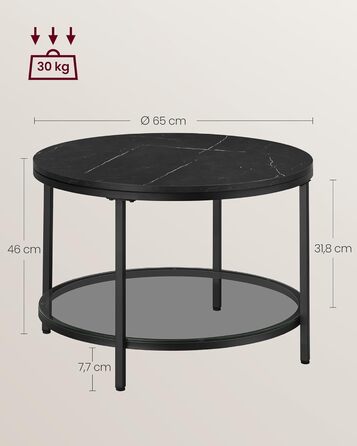 Журнальний столик VASAGLE, стіл для вітальні, диван-столик, для вітальні, зі скляною стільницею, багато місця для зберігання, легке складання, сучасний стиль, мармуровий чорний-чорний LCT072B58 65d см мармуровий чорний чорнильний чорний
