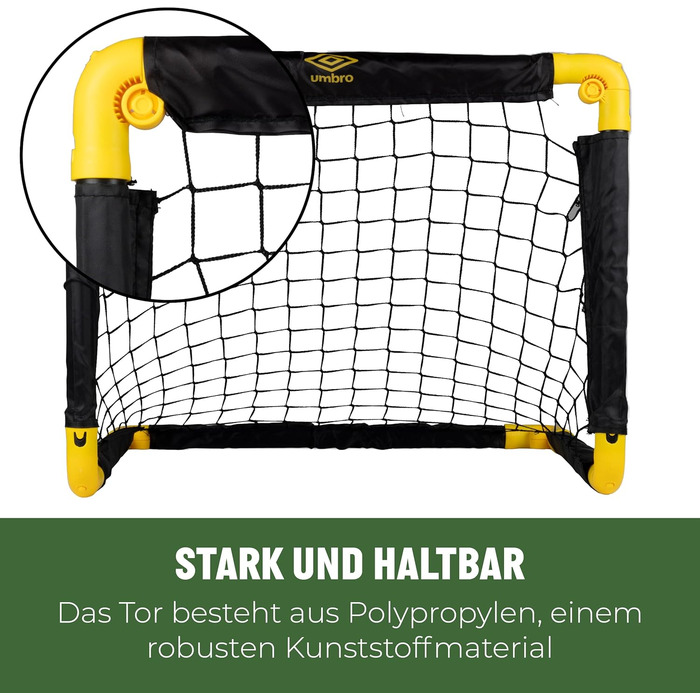 Футбольні ворота Umbro 50 x 44 x 44 см - Комплект із 2 футбольних воріт - Складані футбольні ворота - Футбольні ворота для саду та дітей - Тренувальний футбольний інвентар для приміщень та вулиці - Пластик - Чорний/Жовтий