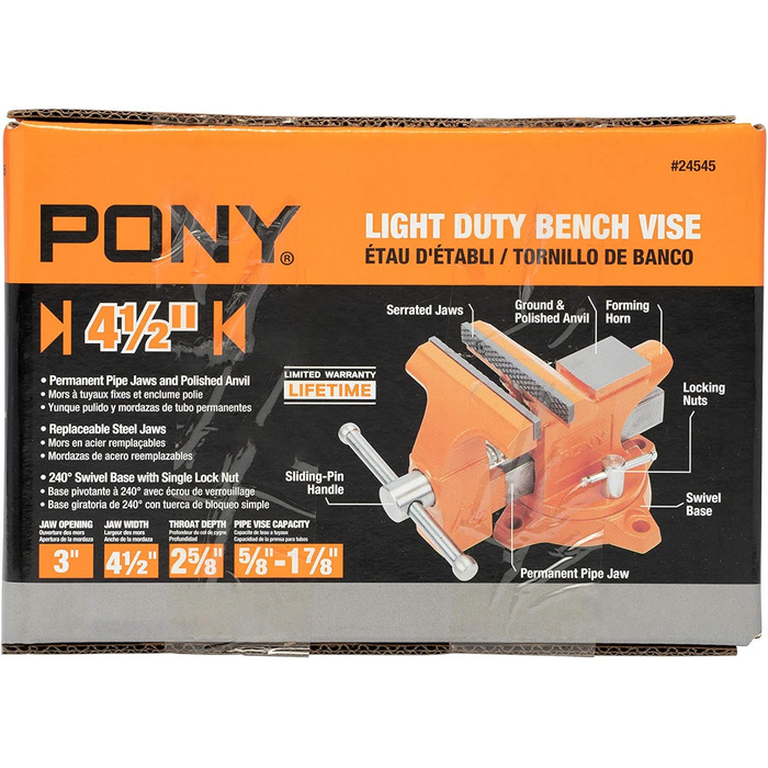 Верстат сріблястий Pony Jorgensen GID-286147 з поворотним основанням, помаранчевий, 11,4 см