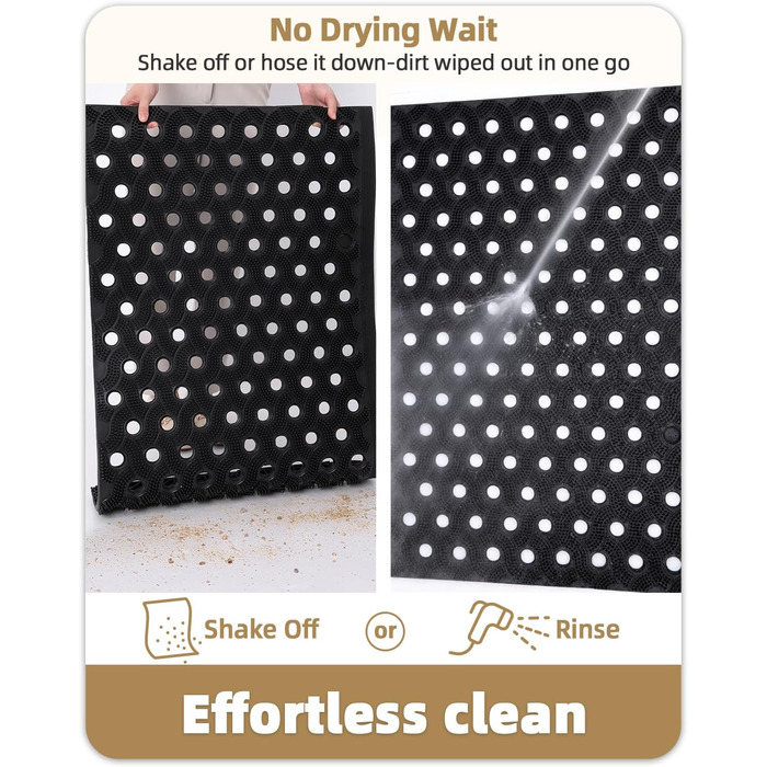 КОЛІР&ГЕОМЕТРІЯ Килимок для вулиці з ТПЕ без запаху, міцний вхідний килимок, екологічно чистий, не потребує догляду, нековзний килимок для вхідних дверей, патіо, гаража, 43x75 см чорного кольору