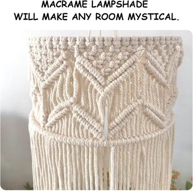 Абажур Macrame, Підвісний абажур В'язаний абажур В'язаний світильник Macrame Плетений підвісний світильник Абажур Boho Підвісний світильник для вітальні, спальні Офіс, тип 1