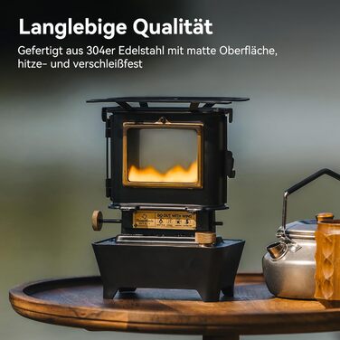 Ліхтар Thous Winds Petroleum для вулиці та кемпінговий чайник з нержавіючої сталі об&39ємом 0,6 л, чорний