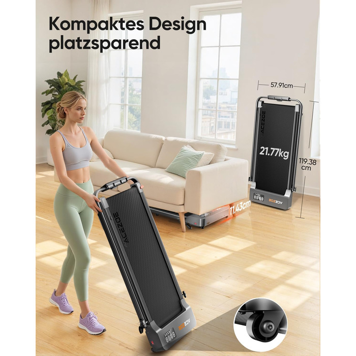 Складана бігова доріжка 6-в-1 для домашнього використання, біговий майданчик з нахилом 10 на 3 рівнях та ручками, бігова доріжка для дому/офісу зі світлодіодним дисплеєм, вантажопідйомність до 135 кг, пульт дистанційного керування та застосунок, встановле