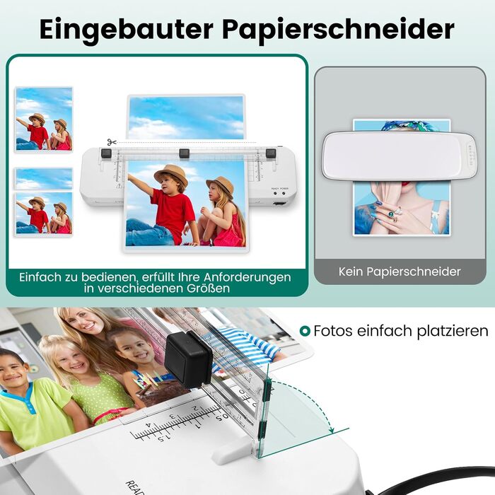 Ламінатор, ламінатор A3 з вбудованим різаком, швидкий нагрів, холодне та гаряче ламінування з 50 пакетами для ламінування, ламінатор для дому та офісу (ламінатор A3 50 пакетів)