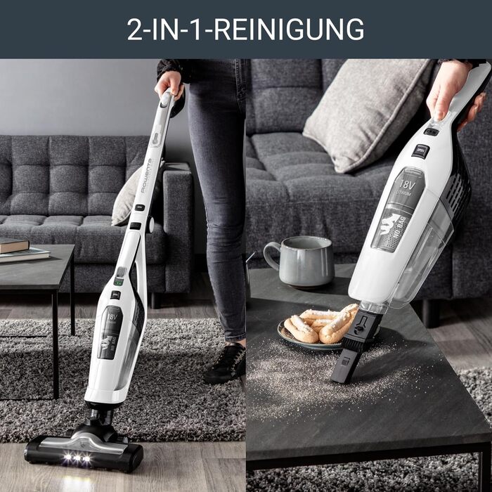 Акумуляторний пилосос Rowenta RH6737 Dual Force 2-в-1 вбудований ручний пилосос складна ручка дуже легкий - лише 2,5 кг світлодіод