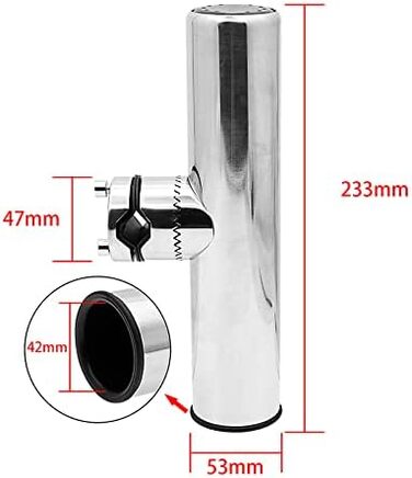 Тримач для вудки Geloo з нержавіючої сталі, для кріплення на регульовані тримачі для вудки на рейках, кріплення з нержавіючої сталі, для човнів, рейок яхт, від 22 мм до 26 мм (A)