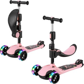 Самокат BremToy дитячий зі знімним сидінням, дитячий самокат з плавним регулюванням, дитячий самокат з поліуретановими світлодіодн