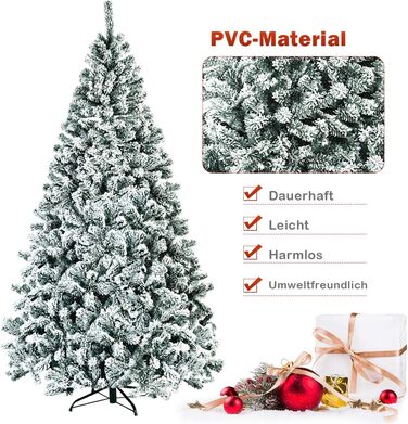 Штучна ялинка COSTWAY 180/225 см зі снігом, ялинка з металевою підставкою, ПВХ голки, складна штучна ялинка, ідеально підходить для дому, офісу, магазинів та готелів (225 см) 225 см
