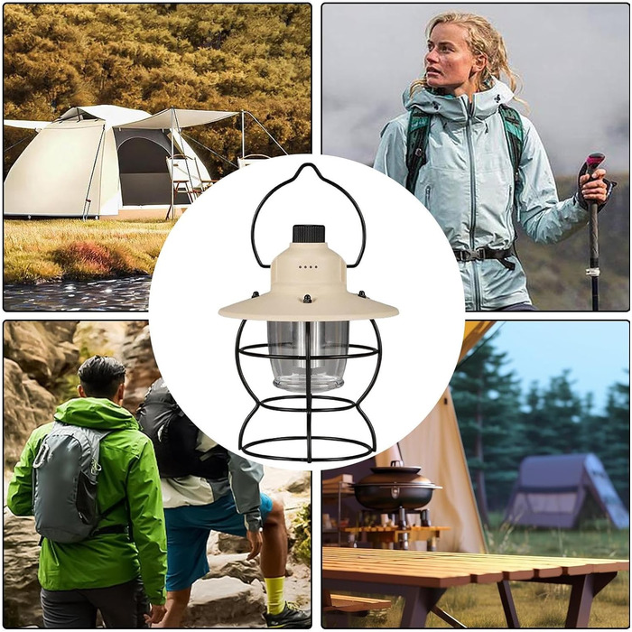 Світлодіодний кемпінговий ліхтар, 3 режими, вінтажний, яскравий ліхтар для коней з міцною конструкцією, аксесуар для активного відпочинку з енергоефективним дизайном, кемпінгове спорядження, ліхтарі для альпінізму, риболовлі, кремового кольору