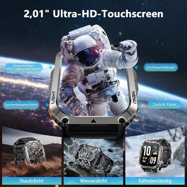 Розумний годинник Blackview для чоловіків з акумулятором 900 мАг, Bluetooth-дзвінками/компасом/світлодіодним підсвічуванням/2 браслетами (силікон/нейлон), спортивний годинник з монітором серцевого ритму, сну, кроків, калорій та кілометражу, фітнес-годинни