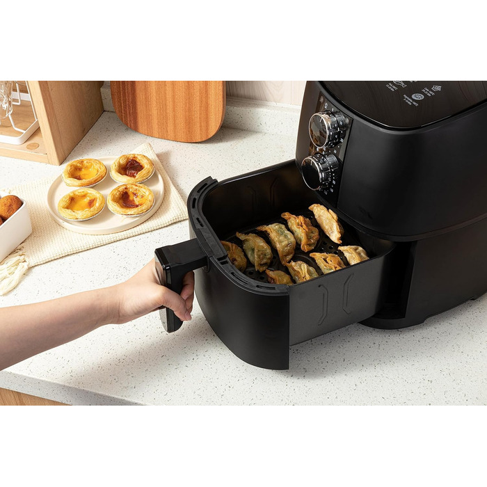 Аерофритюрниця 4 л - Фритюрниця з таймером і функцією збереження тепла - Вибір температури - Більш енергозберігаючий і швидший, ніж духові шафи - 1400 Вт (чорний)