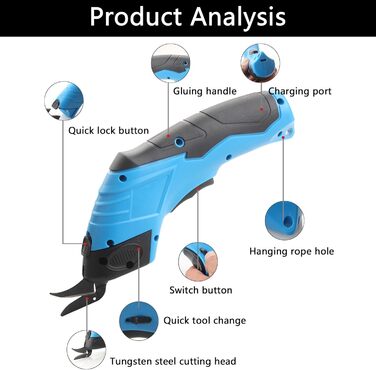 Електричні ножиці, 3.6V Різак для тканини та картону, багатофункціональний акумуляторний електричний різак для килимів, акумуляторні ножиці Електричні ножиці для тканини Ножиці для картону Картон Шкіряний килим ПВХ