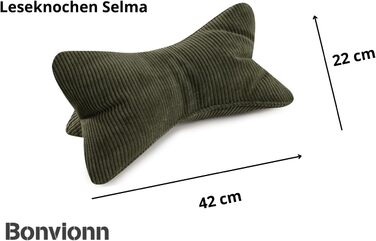 Дві подушки для читання Selma Cord Look, ергономічна форма для підтримки шиї або попереку, гнучка підставка для книг, електронних книг або планшетів (темно-зелені)