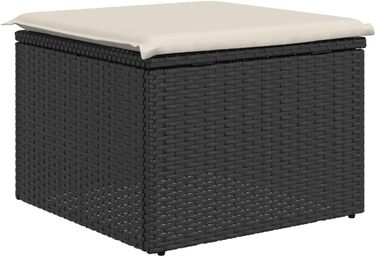 Табурет садовий з подушкою чорний 55x55x37 см Poly Rattan,366002