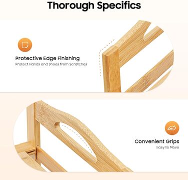 Бамбукова полиця для взуття, 4 яруси, місце для зберігання взуття, взуттєва шафа, окремостояча полиця, полиця для ванної кімнати, кухонна полиця, дерев&39яна полиця з ручкою для кухні, балкону, коридору та офісу, 60x25x67 см