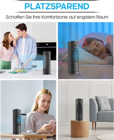 Настільний вентилятор PureMate Mini з 3 швидкостями обертання, автоматичне коливання на 70, невелика висота вентилятора 33 см, іде