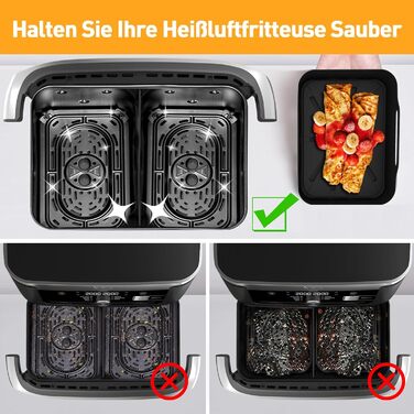 Набір аксесуарів для фритюрниці з силіконовою формою Gtkei з 8 предметів для Ninja Foodi AF500EU Flexdrawer 10.4 л, без бісфенолу А Аксесуари для фритюрниці Ninja AF500EU, стійки та інструменти з нержавіючої сталі 18/8