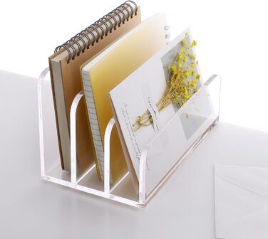 Акрилова папка для документів SANRUI, 3 вертикальні відділення, прозорий вертикальний тримач для листів, багатофункціональний, для офісу, дому, школи