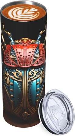 Кухоль з прямою трубочкою, 590 мл, різнокольоровий жук, принт, дорожній кухоль, підходить для кемпінгу, офісу та дому