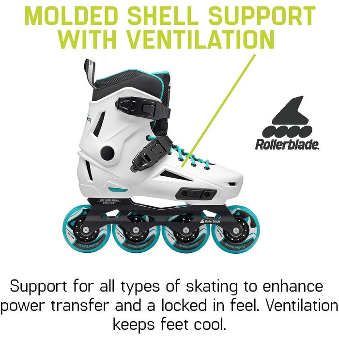 Жіночі міські роликові ковзани Rollerblade Lightning, білий та Aqua White/Aqua 8