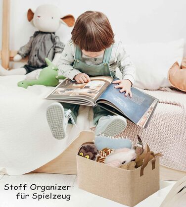 Кошик для зберігання речей з тканини AARAINBOW для шафи, складний органайзер для шафи з ручками, коробка для зберігання на 4 предмети, кошик, що штабелюється, 40x27x21 см (4 бежевого кольору)