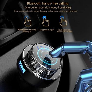 Передавач Автомобільний зарядний пристрій Qualcomm 3.0 Автомобільний радіоадаптер з 2 портами USB Підтримує TF-карту та USB-флеш-накопичувач для пристроїв Bluetooth iOS та Android (чорний)