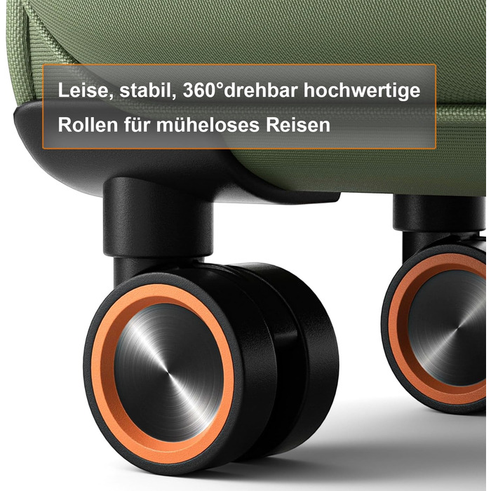 Середня валіза з м&39якими стінками 66x44x28 см - Тканинна валіза на візках - Легка дорожня валіза з 4 колесами та кодовим замком, ручна поклажа, 77 літрів, зелена