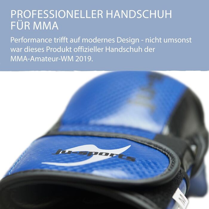 Рукавички для спарингу MMA Ju-Sports Carbon - сині, ПУ Рукавички для всіх видів бою/MMA з накладкою на тильній стороні Міцний захист великого пальця та долоні для тренувань