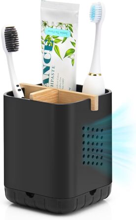 Тримач для зубної щітки BYUNER Тримач для електричної зубної щітки Насадки для щіток Органайзер для ванної кімнати Чашка для зубної щітки Знімний тримач для зубної щітки зі зливним отвором (чорний)