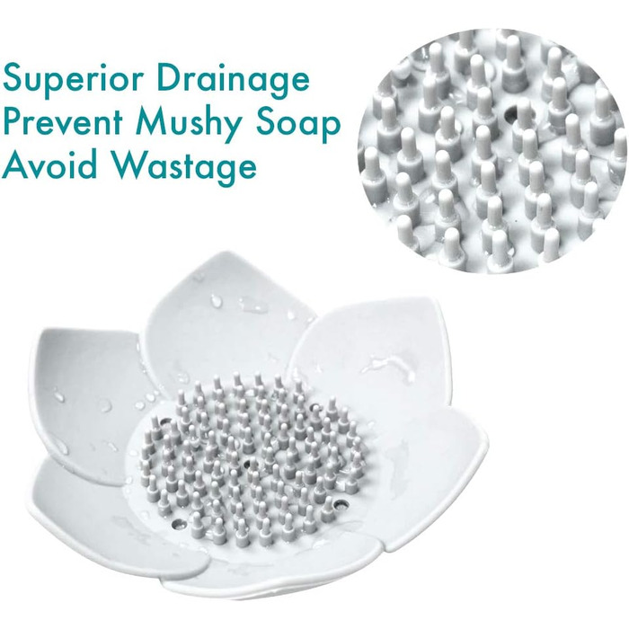 Японська квіткова мильниця з силікону - упаковка з 2 мильниць (біла та сіра) Білий, сірий