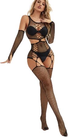 Жіночий бодістокінг Comeondear, відкритий, сітчастий, з рукавичками, S–L