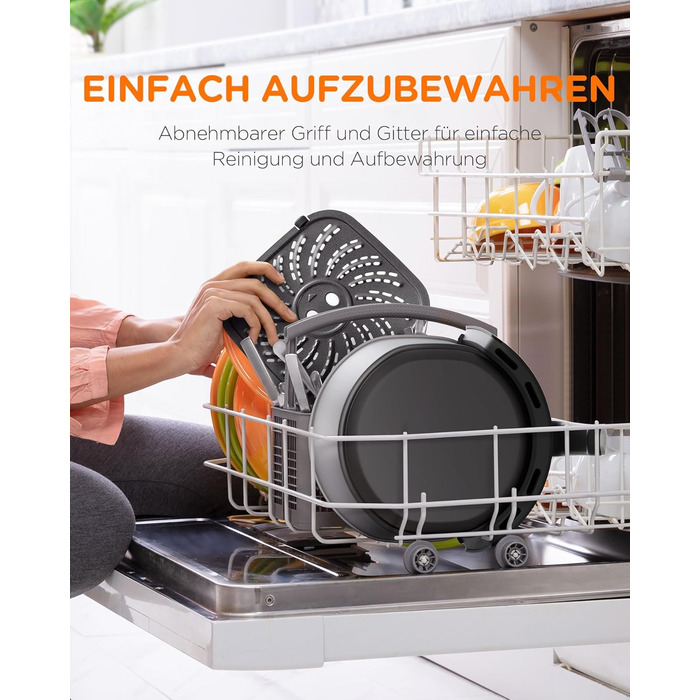 Аерофритюрниця Tomons 6 л, фритюрниця Фритюрниця з гарячим повітрям Фритюрниця з оглядовим вікном Цифровий світлодіодний сенсорний екран, програми 8 в 1 фритюрниця, регульований контроль температури