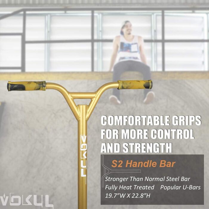 Самокат VOKUL TRII S2 Pro Stunt Scooter - самокат для трюків у стилі фрістайл з колесами 100 мм - з хромолієвим кермом, що обертає