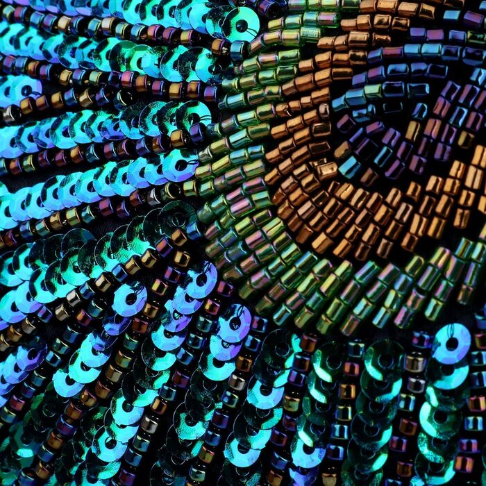 Клатч жіночий Kwolf Павичче сяйво, вінтажний стиль, з паєтками та перлами, блакитно-павичий, універсальний розмір. Ідеально для весілля, вечірки, коктейлю.