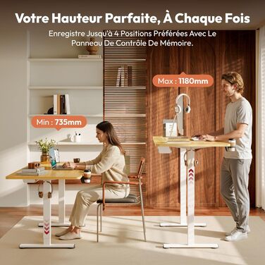 Письмовий стіл з регульованою висотою 200x80 см, Електрично регульований ергономічний комп&39ютерний стіл з функцією пам&39яті для роботи сидячи/стоячи (клен) 200 x 80 см клен