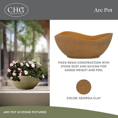 Класичний лоток для рослин Arc Unique Home and Garden з дренажною пробкою, стійкий до ультрафіолету, неглибокий кашпо, сучасний горщик для трав (30,5 см, глина Georgia Clay)