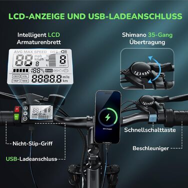 Електровелосипед Finbike для дорослих 250 Вт, 14&quot/16&quot/26&quot гірський та складний, електричний велосипед із запасом ходу 25/55 миль, 25 км/год для чоловіків та жінок, 7-швидкісна коробка передач, амортизація, 26 дюймів - 36 В 10,4 Аг - гірський в