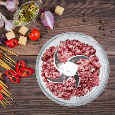 Мл Електричний кухонний блендер Глечик Цибулева нарізка Бризкозахищена м'ясорубка з 4-крилим спеціальним ножем для м'яса, смузі, цибулі, фруктів, овочів, 700