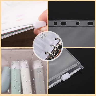 Папок для документів формату А4, прозорі кишені для папок з 11 отворами, пластикові папки на блискавці, пакети з відривними листами та 20 наліпками для документів, косметики, ювелірних виробів та органайзерів., 20