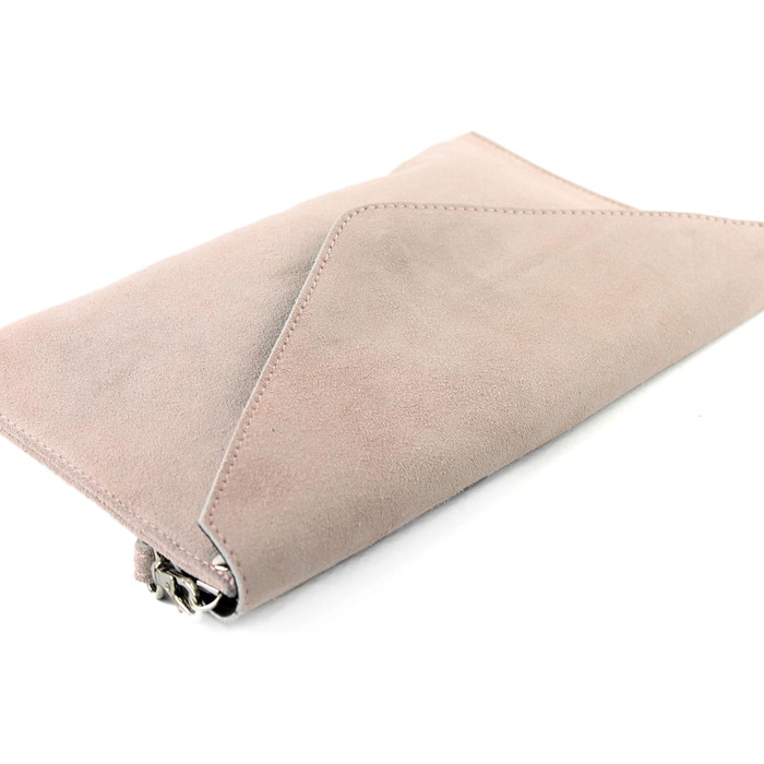 Жіноча замшева шкіряна сумка-клатч через плече T106, вечірня сумка ручної роботи, Італійського кольору, рожево-бежевого кольору, 2 шт.