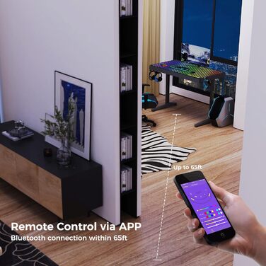Ігровий стіл EUREKA ERGONOMIC з RGB-підсвічуванням 110 см, скляний ігровий комп&39ютерний стіл з музичним реактивним RGB-світлодіодним підсвічуванням через додаток, 110 x 60 см