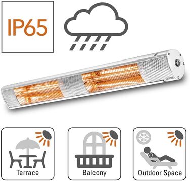 Інфрачервоний обігрівач TROTEC IR 3050 3000 Вт, 3 режими нагріву з дистанційним керуванням, технологія низького рівня відблисків, водонепроникний IP65, безшумний, ідеально підходить для патіо та ресторанів, 3000 Вт, сріблястий