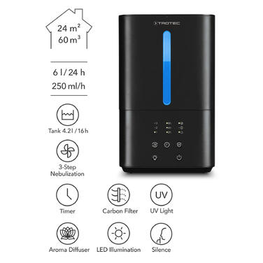 Зволожувач повітря ультразвуковий Trotec B 4 E Black (1160000053)