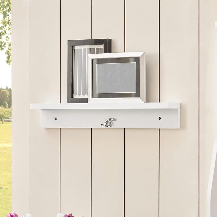 Настінний розкладний обідній стіл SoBuy з відкидною дошкою, розкладний обідній стіл з дошкою для записів, компактний розкладний стіл для кухні, офісу та невеликих кімнат, білий, 50 см x 75 см x 76 см, FWT20-W