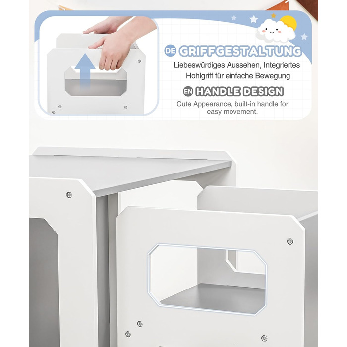 Комплект столу та стільців Yorbay для дітей, Дитячий стіл з 1 стільцем, Дитячий комплект сидіння 3 в 1 - Двосторонній стілець та дитяча лавка, що трансформується в робочу станцію, Дитячі меблі (Сірий, M) Сірий середній