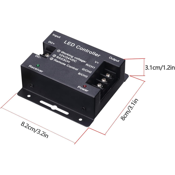 В 12 В 24 В 30 А RF світлодіодна стрічка Диммер ШІМ-контролер затемнення Бездротове керування або кнопкою для регулювання яскравості Підходить для світлодіодних стрічок (контролер RGB), 5