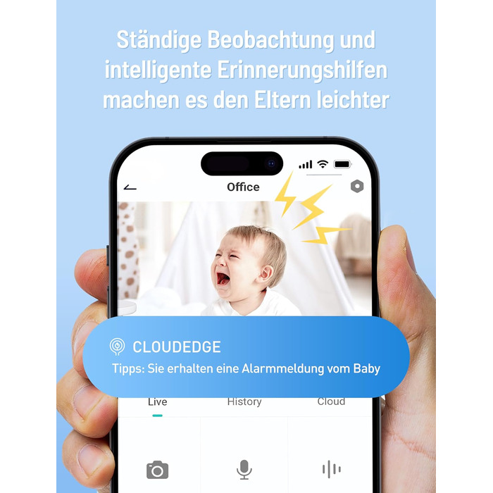 Радіоняня з 2 камерами, 5&39 WiFi Монітор з додатком, 2K UHD, нічне освітлення, виявлення руху/крику, моніторинг температури та во